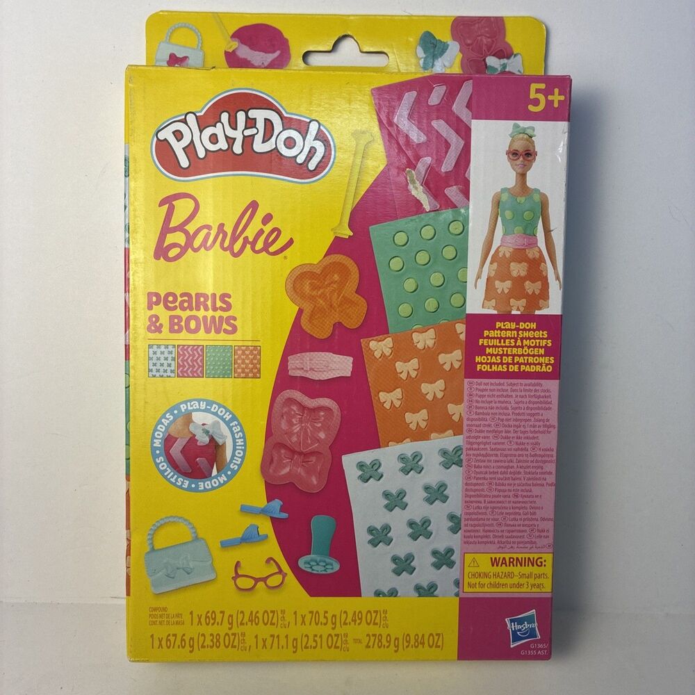 Play-Doh Barbie Pearls & Bows Accessory Pack, 4 Pattern Sheets 8 Accessories
